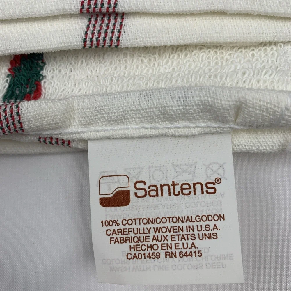 Santana Bath Towel Set Vintage Christmas Candle, Holy Red‎ And Green Made In USA